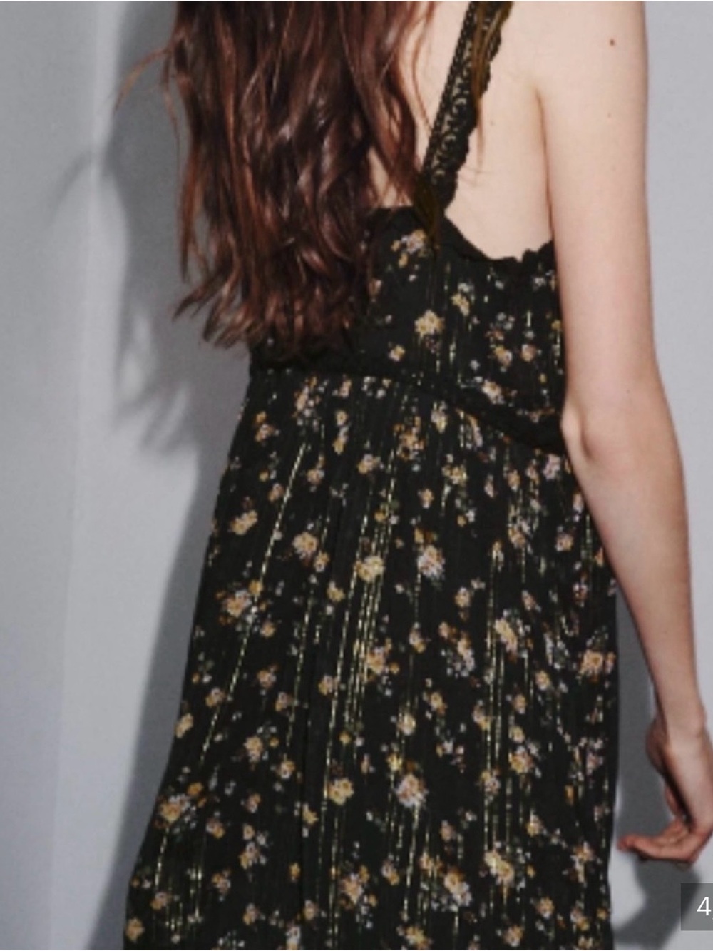 Zara Black Floral Tiered Maxi Dress with Gold Accents - Picture 2 of 12
